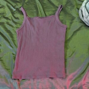 Lavender Lace Trim Tank Top